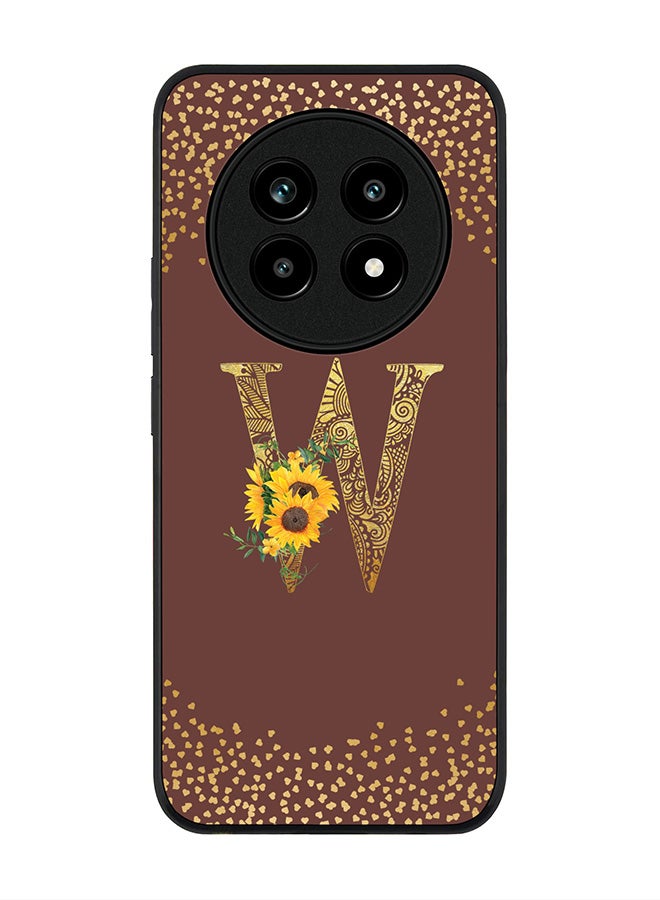 For Realme 13 Pro / 13 Pro+ Case,Slim fit Camera Protection, Shockproof Thin Phone cover  - Custom Floral Monogram - W  (Brown )